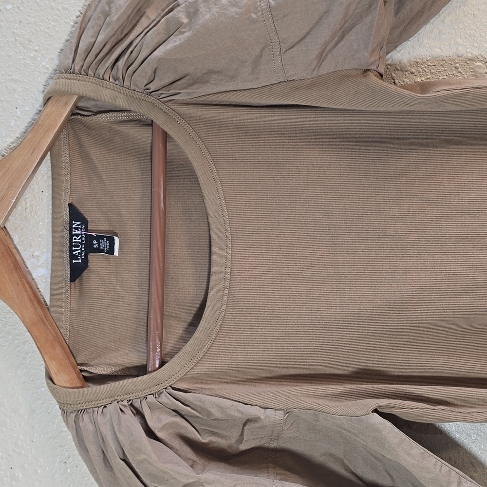 Ralph Lauren Tan Puff Sleeve Top - Picture 2 of 7